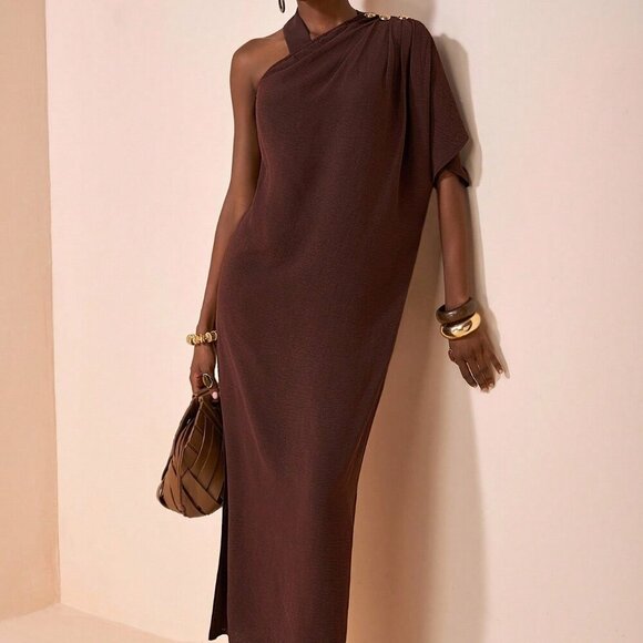 Rust Brown Casual Women's MAXI DRESS - Picture 3 of 8